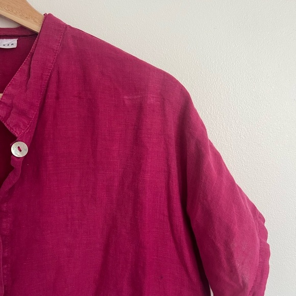 Bryn Walker Magenta Pink Short Sleeve Button Down Top - Picture 2 of 5